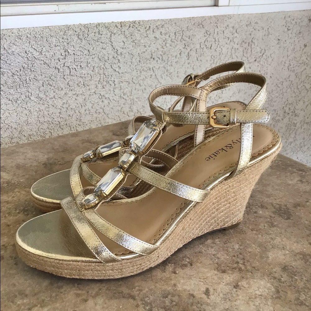 Kelly & Katie Gold Wedge Sandals